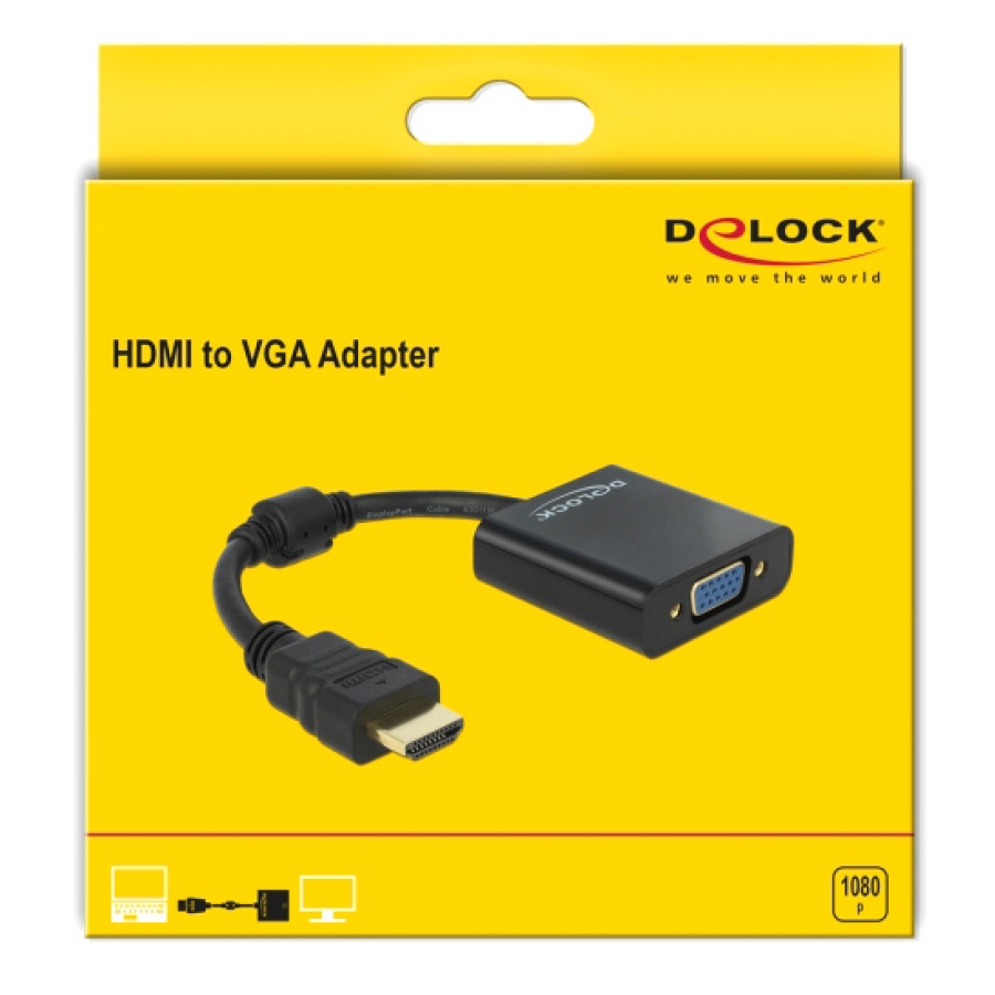 DELOCK αντάπτορας HDMI σε VGA 65512, 1080p, μαύρος - Image 3