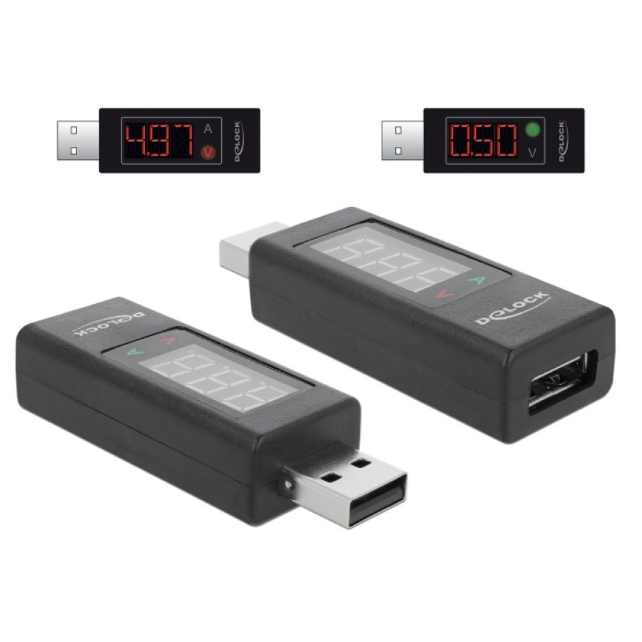 DELOCK αντάπτορας USB 65569 με οθόνη ένδειξης V/A, έως 5V/4A, μαύρος - Image 3