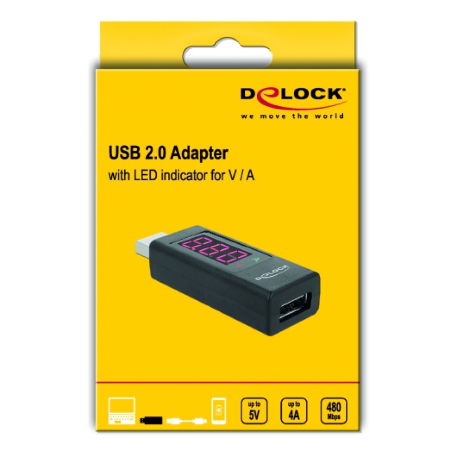 DELOCK αντάπτορας USB 65569 με οθόνη ένδειξης V/A, έως 5V/4A, μαύρος - Image 4