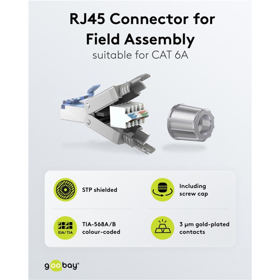 GOOBAY βύσμα RJ45 65939, CAT 6A STP, tool-free, ασημί - Image 2