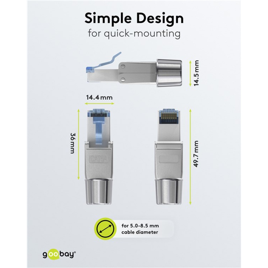 GOOBAY βύσμα RJ45 65939, CAT 6A STP, tool-free, ασημί - Image 4