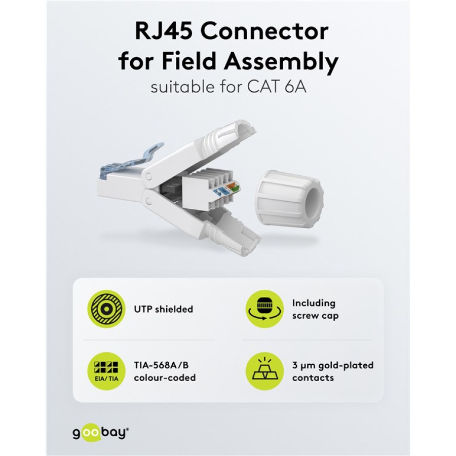 GOOBAY βύσμα RJ45 65941, CAT 6A UTP, tool-free, λευκό - Image 2