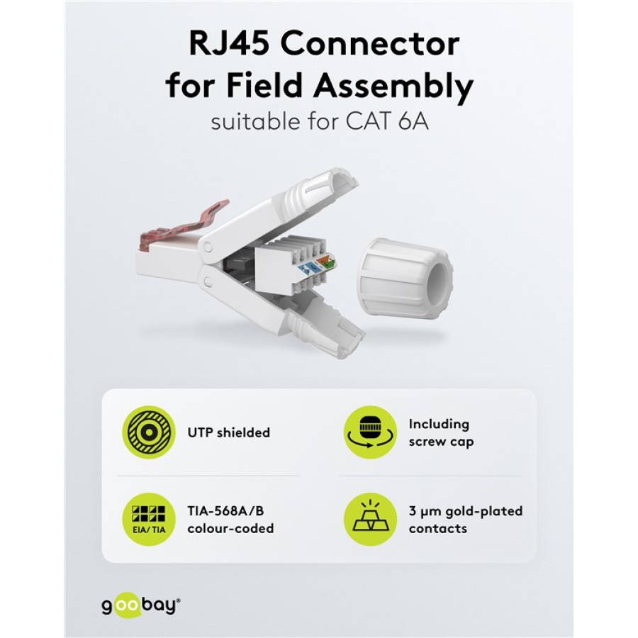 GOOBAY βύσμα RJ45 65942, CAT 6 UTP, tool-free, λευκό - Image 2