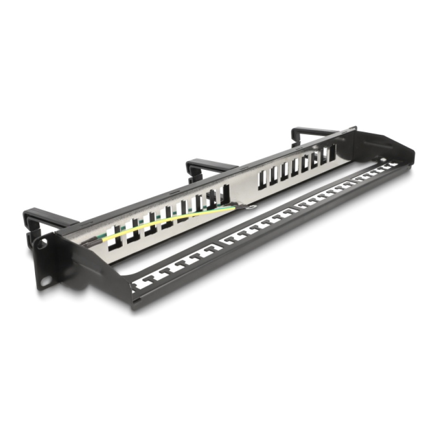 DELOCK Keystone patch panel 66237, 19"/1U, 16x ports, 3x γάντζοι, μαύρο - Image 2