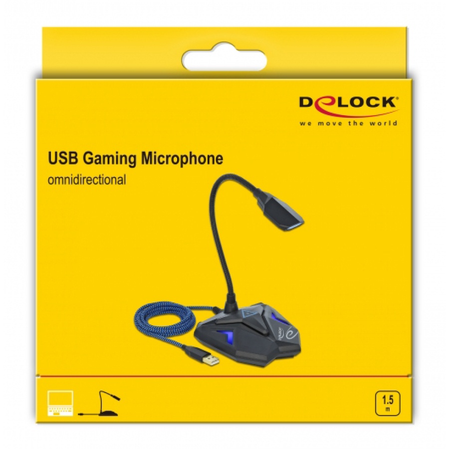 DELOCK Gaming μικρόφωνο 66330, omnidirectional, με mute, USB - Image 3