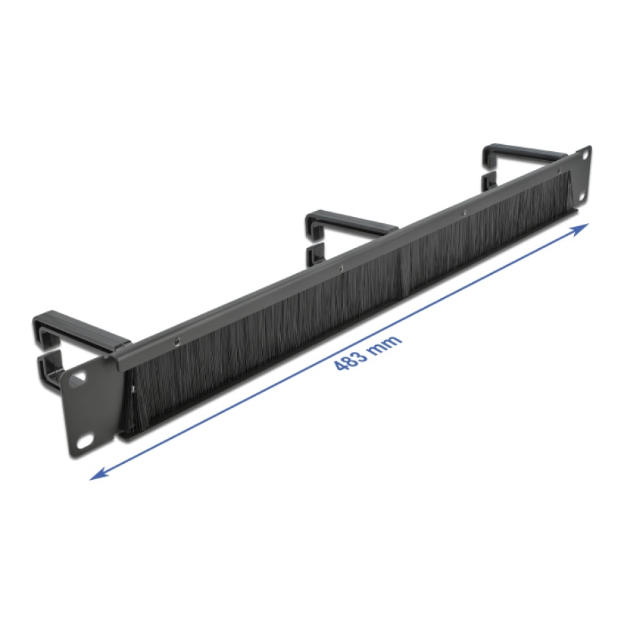 DELOCK cable management 66488, 19"/1U rack, 3x γάντζοι & βούρτσα, μαύρο - Image 3