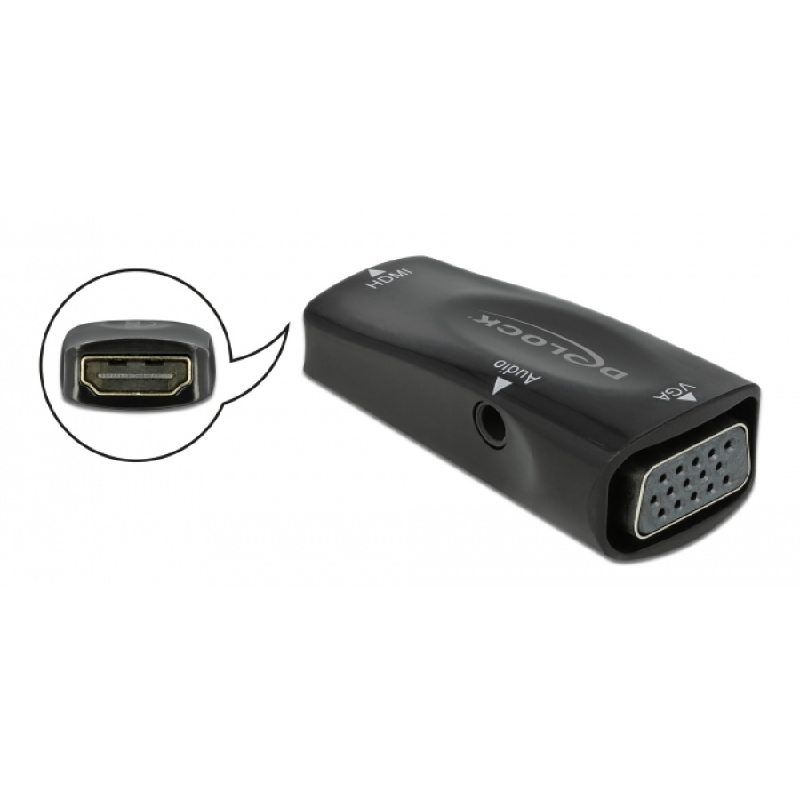 DELOCK αντάπτορας HDMI σε VGA 66560, με audio, 1080p/60Hz, μαύρος - Image 2