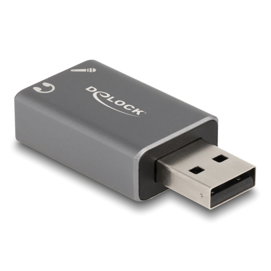 DELOCK εξωτερική κάρτα ήχου 66633, 2x 3.5mm, USB σύνδεση, γκρι - Image 3