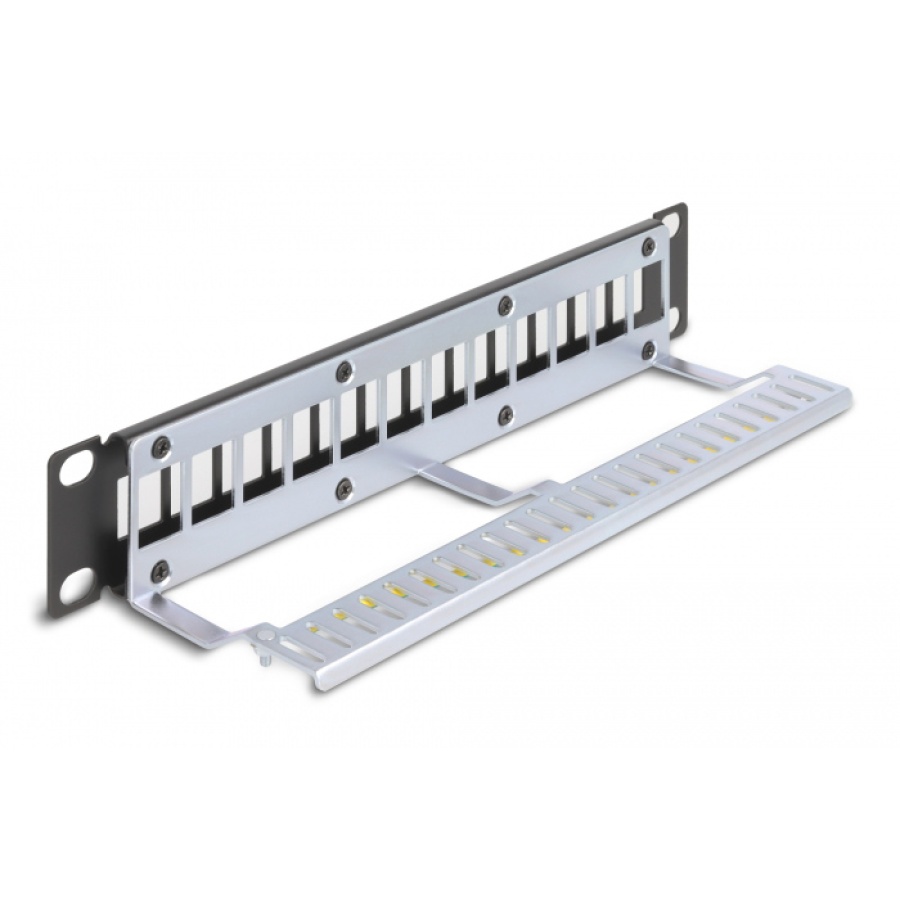 DELOCK Keystone patch panel 66874, 10"/1U, 12x ports, μαύρο - Image 2