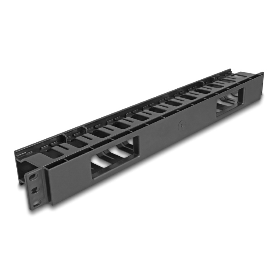 DELOCK cable management 67021 για rack 19"/1U, 2 ανοίγματα, πλαστικό, μαύρο - Image 2