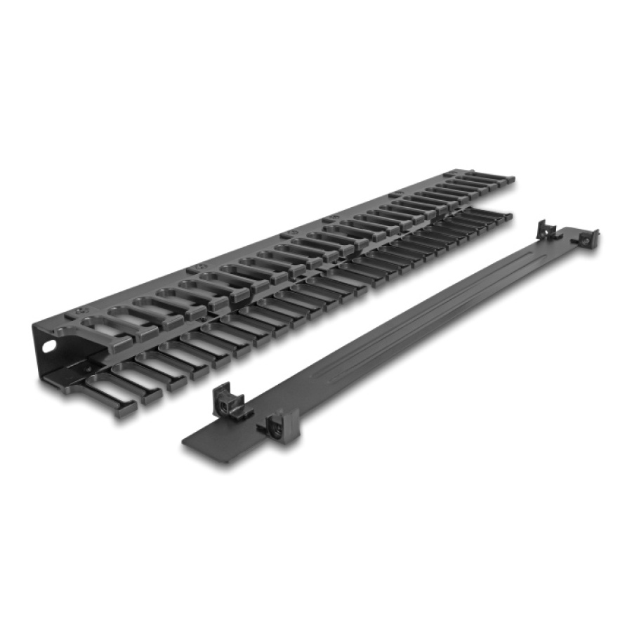 DELOCK cable management 67022 για rack 19"/1U, 3 ανοίγματα, μεταλλικό/πλαστικό, μαύρο - Image 3