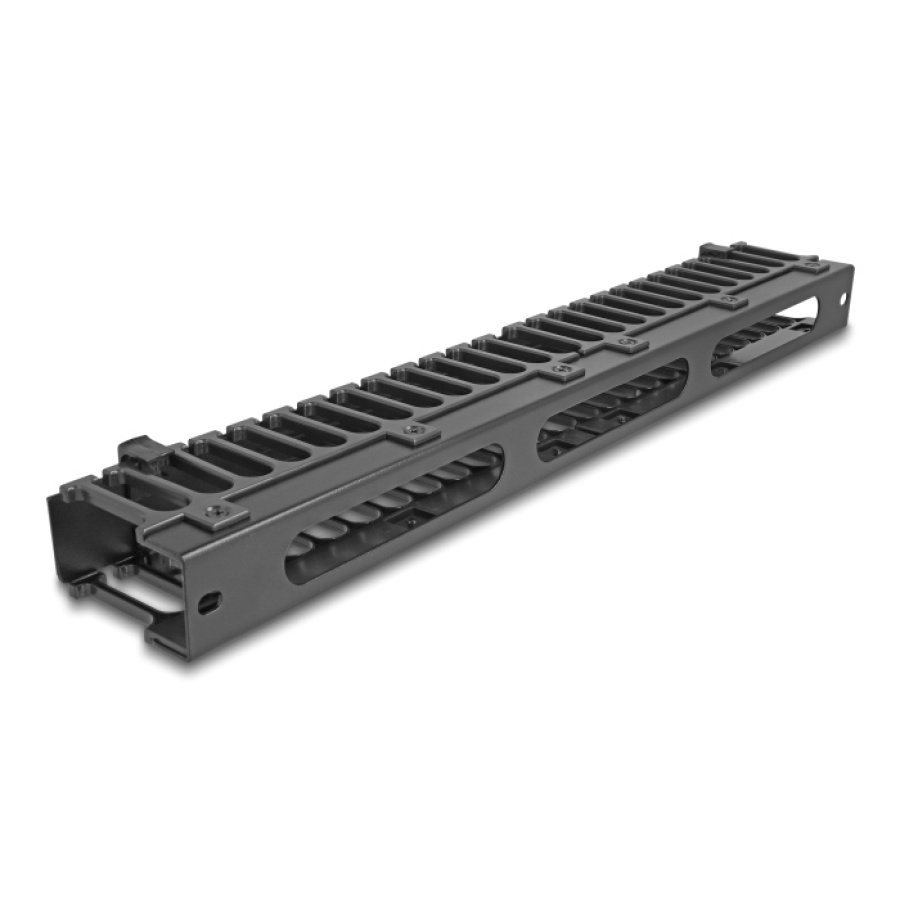 DELOCK cable management 67022 για rack 19"/1U, 3 ανοίγματα, μεταλλικό/πλαστικό, μαύρο - Image 2