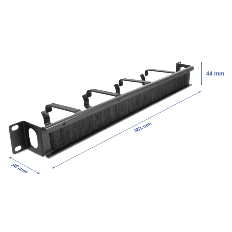 DELOCK cable management 67033, 19"/1U rack, 4x γάντζοι & βούρτσα, μαύρο - Image 2