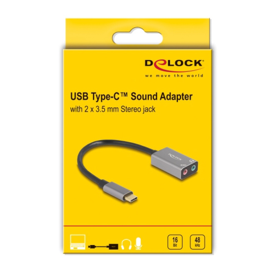 DELOCK εξωτερική κάρτα ήχου 67071, 2x 3.5mm, USB-C σύνδεση, γκρι - Image 3