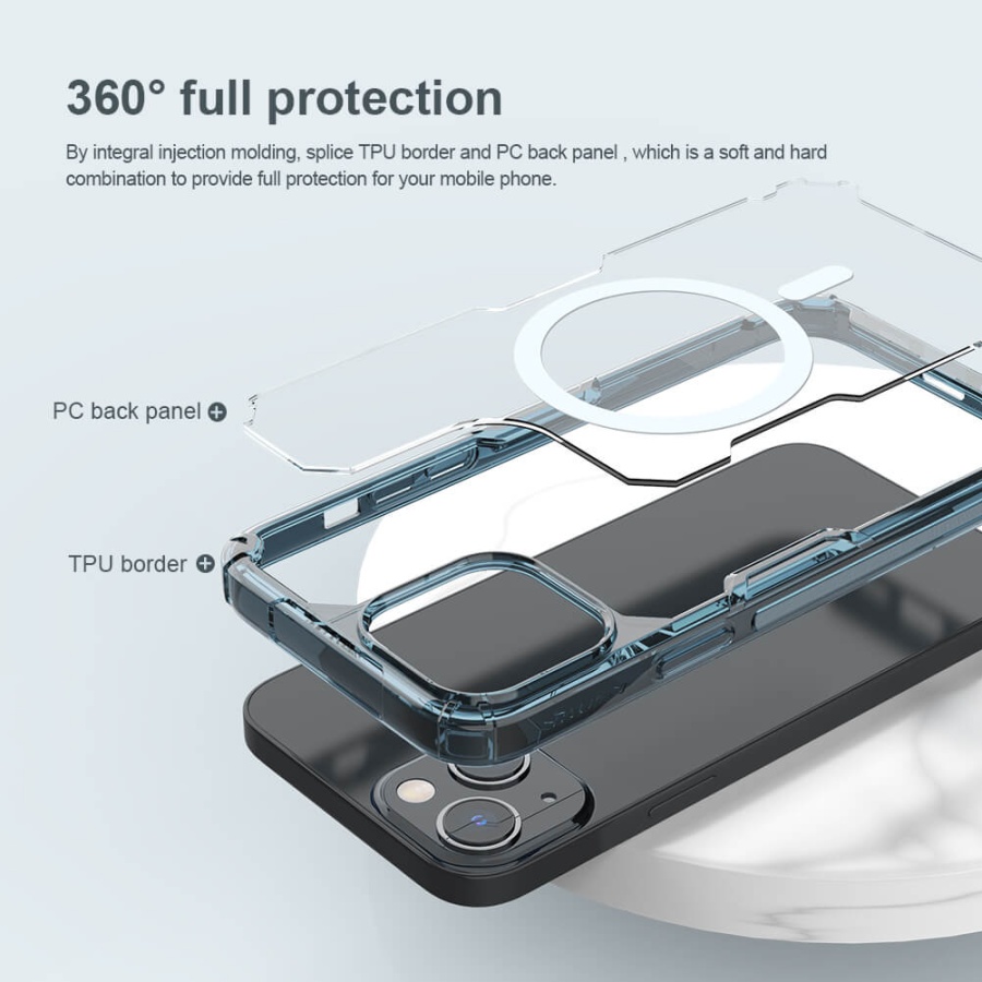 NILLKIN θήκη Nature Pro Magnetic για iPhone 14 Plus, μπλε & διάφανη - Image 3