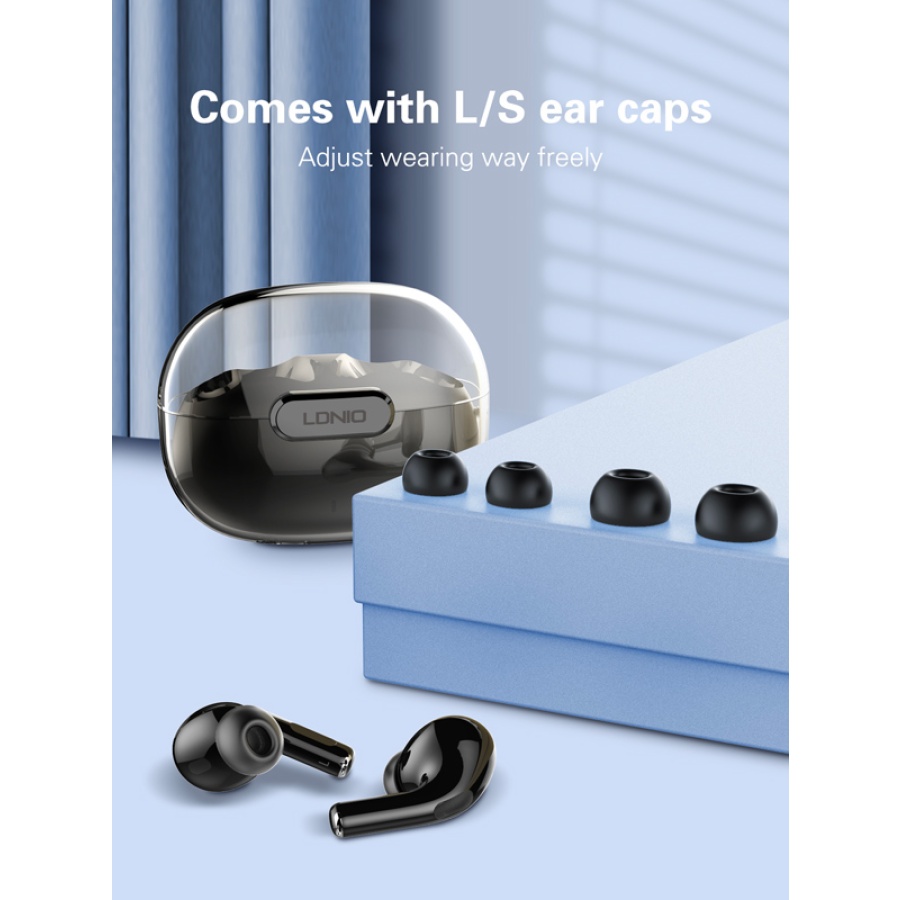 LDNIO earphones με θήκη φόρτισης T02, True Wireless, HiFi, Φ13mm, μαύρα - Image 6