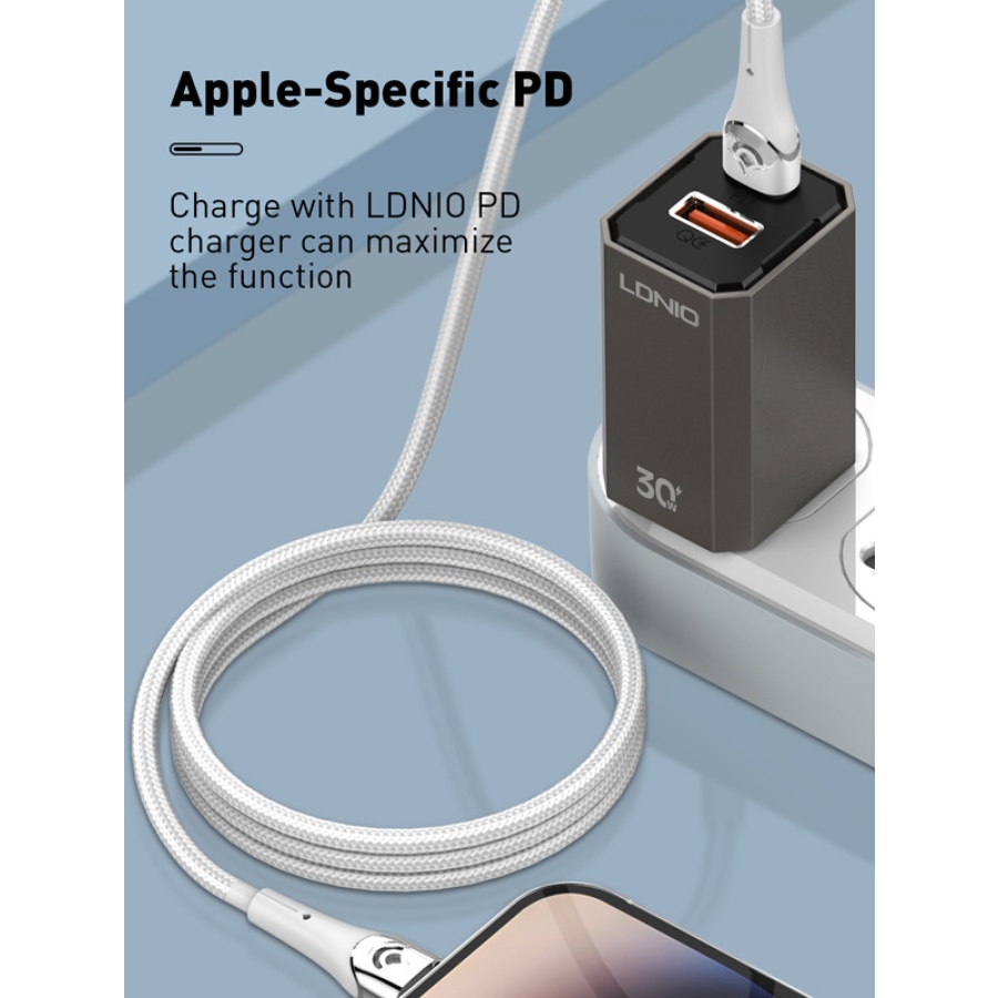 LDNIO καλώδιο Lightning σε USB-C LC861I, 30W PD, 1m, γκρι - Image 2