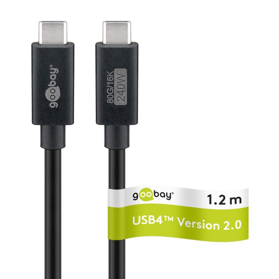 GOOBAY καλώδιο USB-C 74376, USB4, 240W, 80Gbps, 16K/60Hz, 1.2m, μαύρο - Image 9