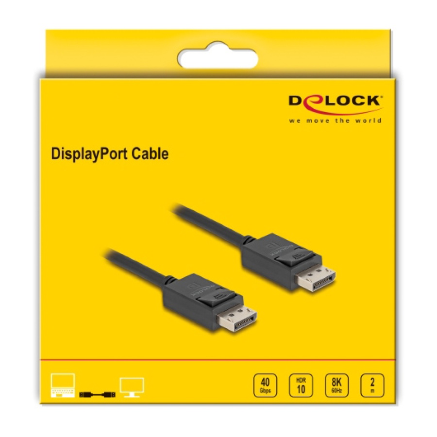 DELOCK καλώδιο DisplayPort 2.1 80493 8K/60Hz 4K/120Hz 40 Gbps, 2m, μαύρο - Image 3