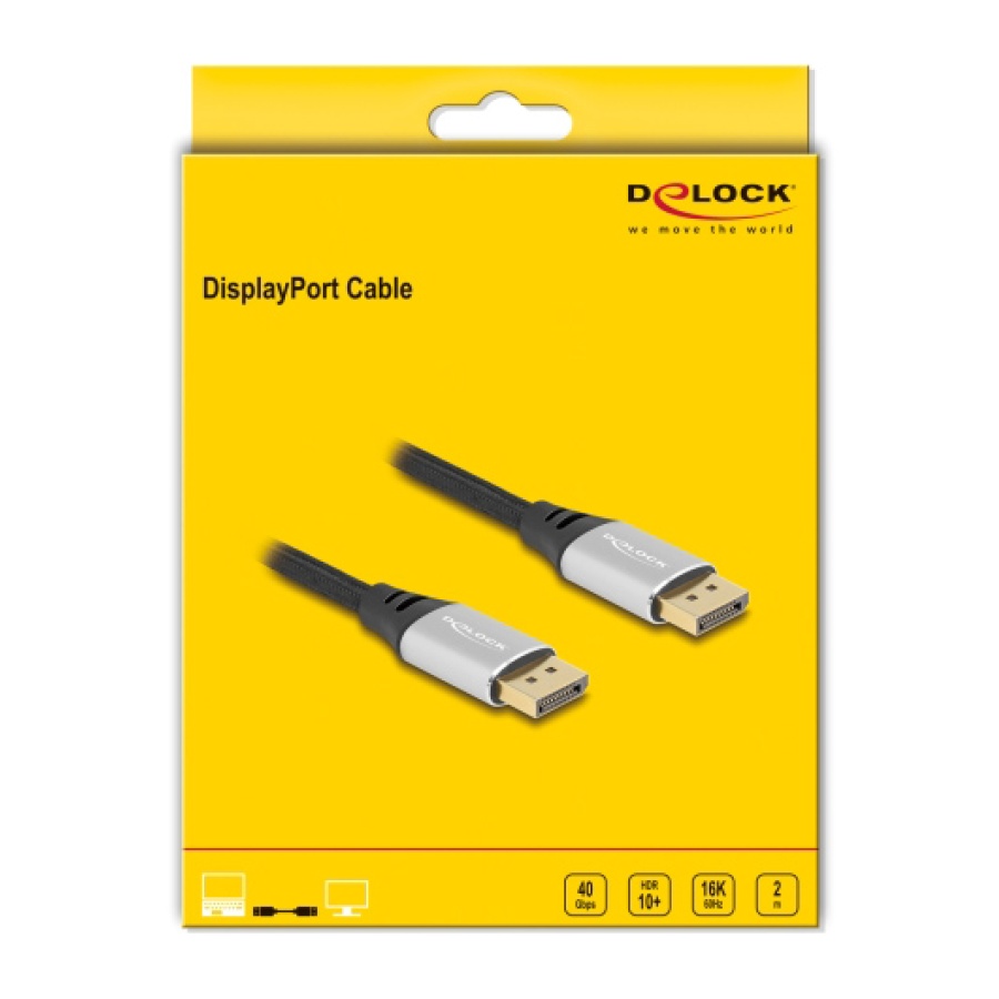 DELOCK καλώδιο DisplayPort 2.1 80634, 16K/60Hz, 40 Gbps, 2m, μαύρο - Image 3