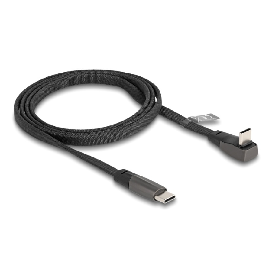 DELOCK καλώδιο USB-C 80751, 60W, flat, γωνιακό, 480 Mbps, 1m, μαύρο - Image 2