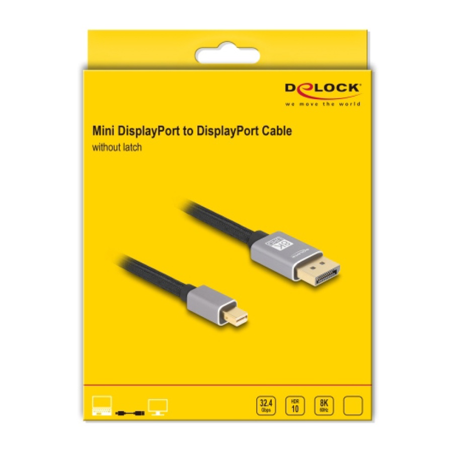 DELOCK καλώδιο mini DisplayPort σε DisplayPort 81091, 8K/60Hz, 32.4 Gbps, 1m, μαύρο - Image 3