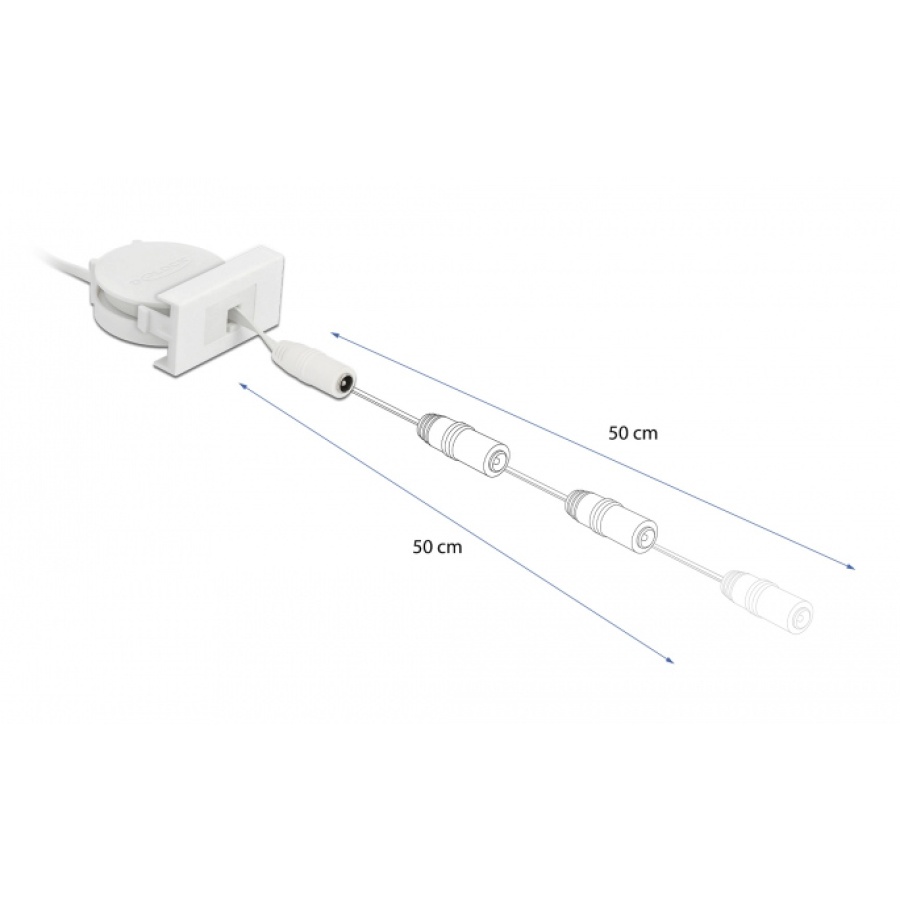 DELOCK module καλώδιο τροφοδοσίας Easy 45 81376, ανασυρόμενο 50cm, λευκό - Image 2