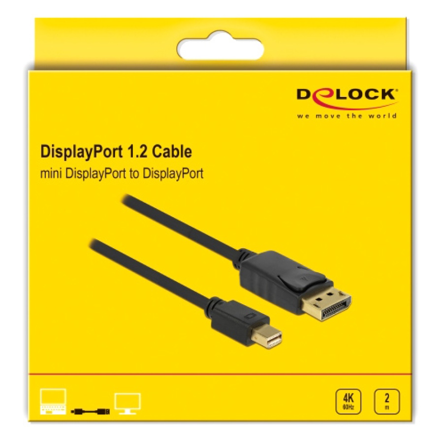 DELOCK καλώδιο mini DisplayPort σε DisplayPort 82438, 4K/60Hz, 2m, μαύρο - Image 2