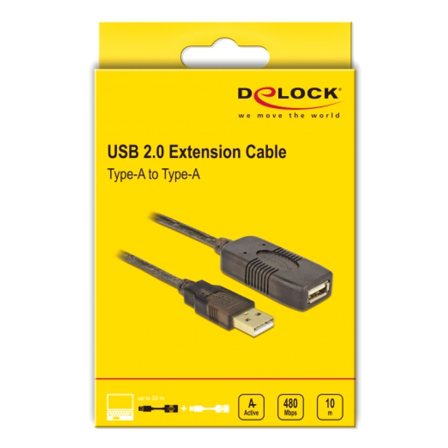 DELOCK καλώδιο USB 2.0 αρσενικό σε θηλυκό 82446, active, 10m, μαύρο - Image 3