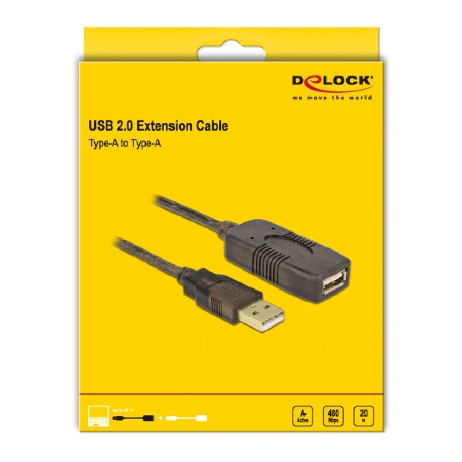 DELOCK καλώδιο USB 2.0 αρσενικό σε θηλυκό 82690, active, 20m, μαύρο - Image 3