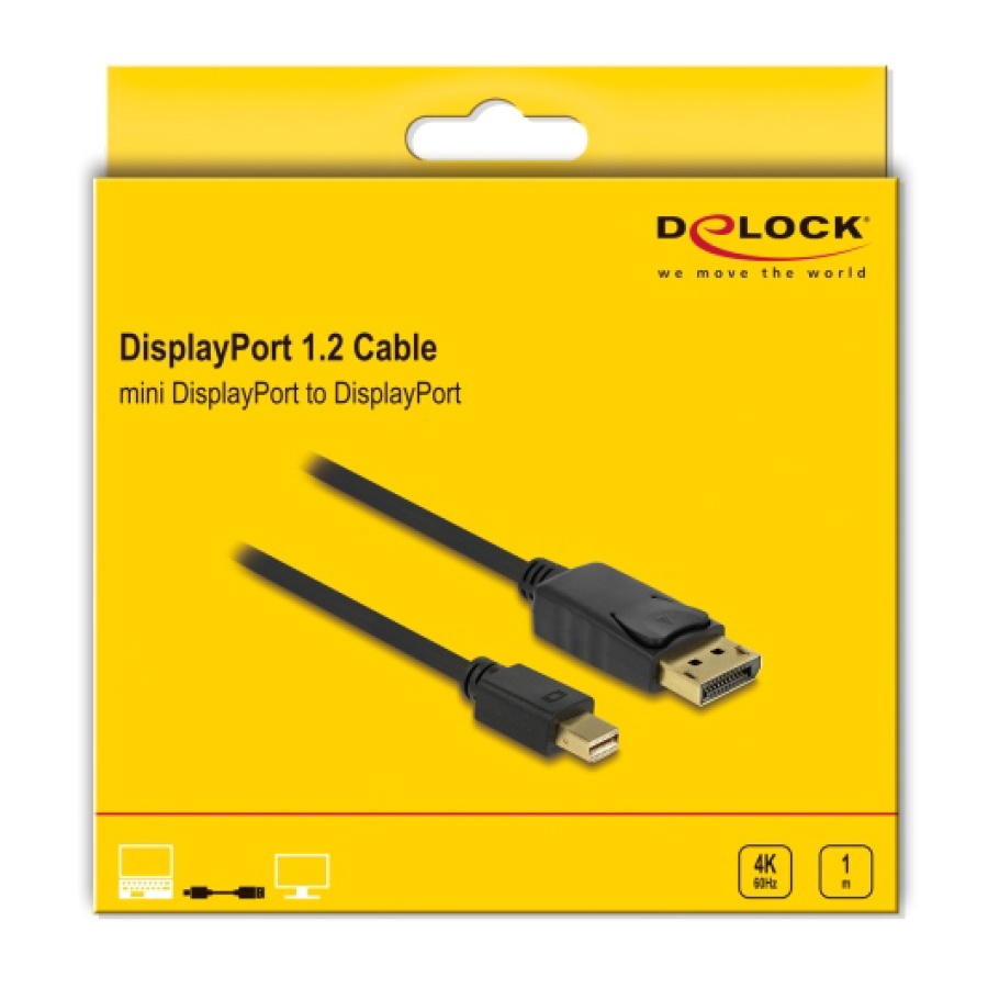 DELOCK καλώδιο mini DisplayPort σε DisplayPort 82698, 4K/60Hz, 21.6 Gbps, 1m, μαύρο - Image 3