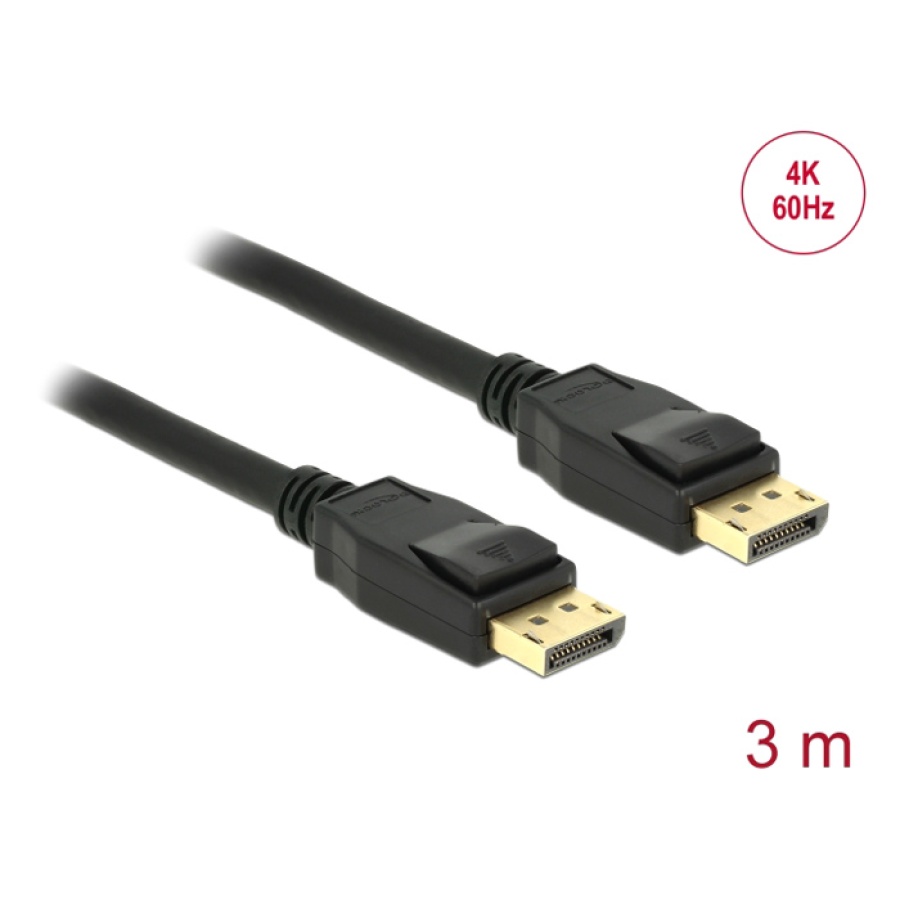 DELOCK καλώδιο DisplayPort 1.2 83807, 4K/60Hz, 21.6 Gbps, 3m, μαύρο - Image 3