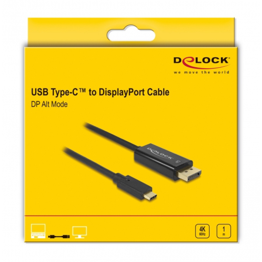 DELOCK καλώδιο USB-C σε DisplayPort 85255, DP Alt Mode, 4K, 1m, μαύρο - Image 3