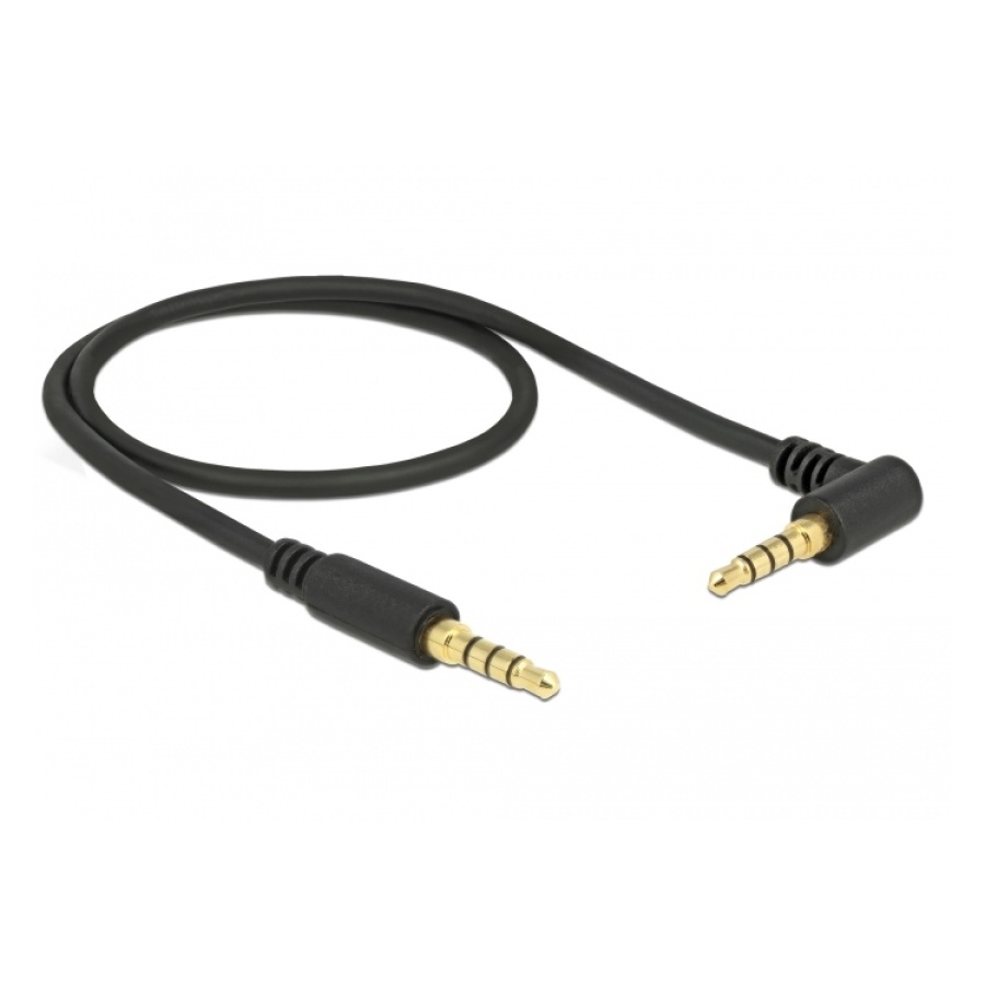 DELOCK Καλώδιο Jack stereo σε Jack stereo 4pin 3.5mm, 90°, μαύρο, 1m