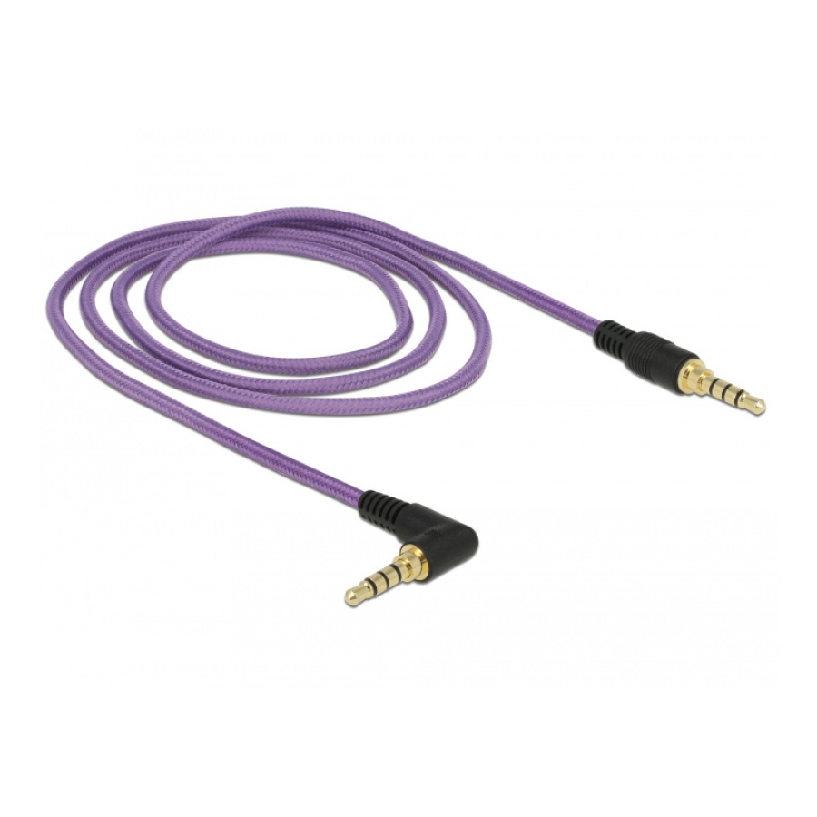 DELOCK καλώδιο Jack stereo σε Jack stereo 4pin 3.5mm, 90°, μωβ, 1m - Image 2