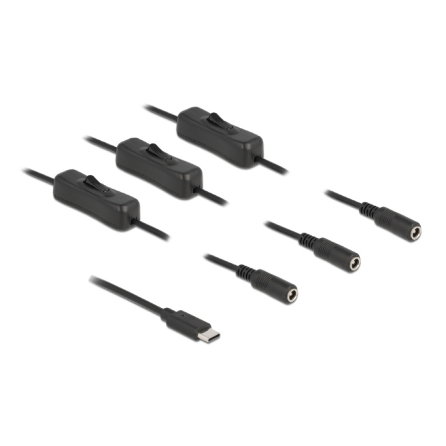 DELOCK καλώδιο USB Type-C σε 3x DC 5.5 x 2.1mm 86801, 1m, μαύρο - Image 2