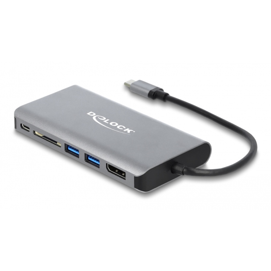 DELOCK docking station 87683, 7 θύρες, USB-C, 100W PD, 4K, MST, γκρι - Image 2