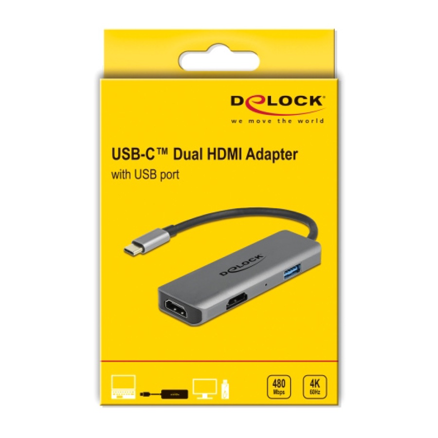 DELOCK docking station 87780, 3 θυρών, USB-C σύνδεση, 4K, MST, γκρι - Image 3