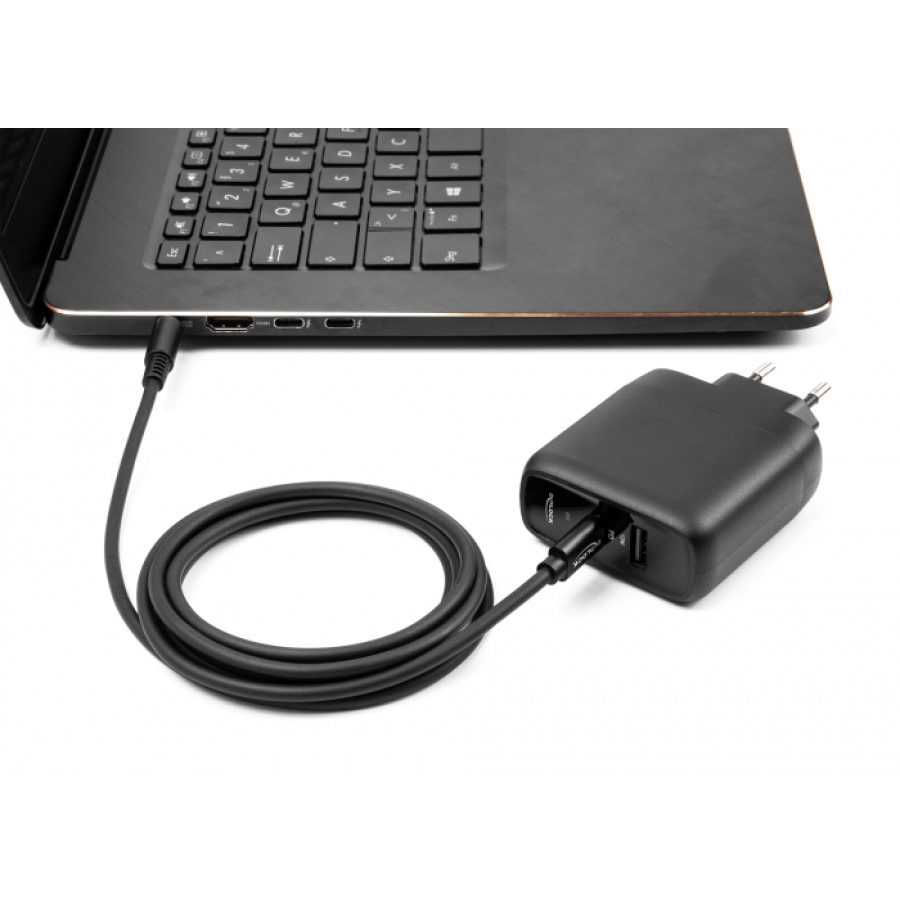 DELOCK καλώδιο τροφοδοσίας 87972, USB-C σε HP 7.4x5.0mm, 1.5m, μαύρο - Image 2