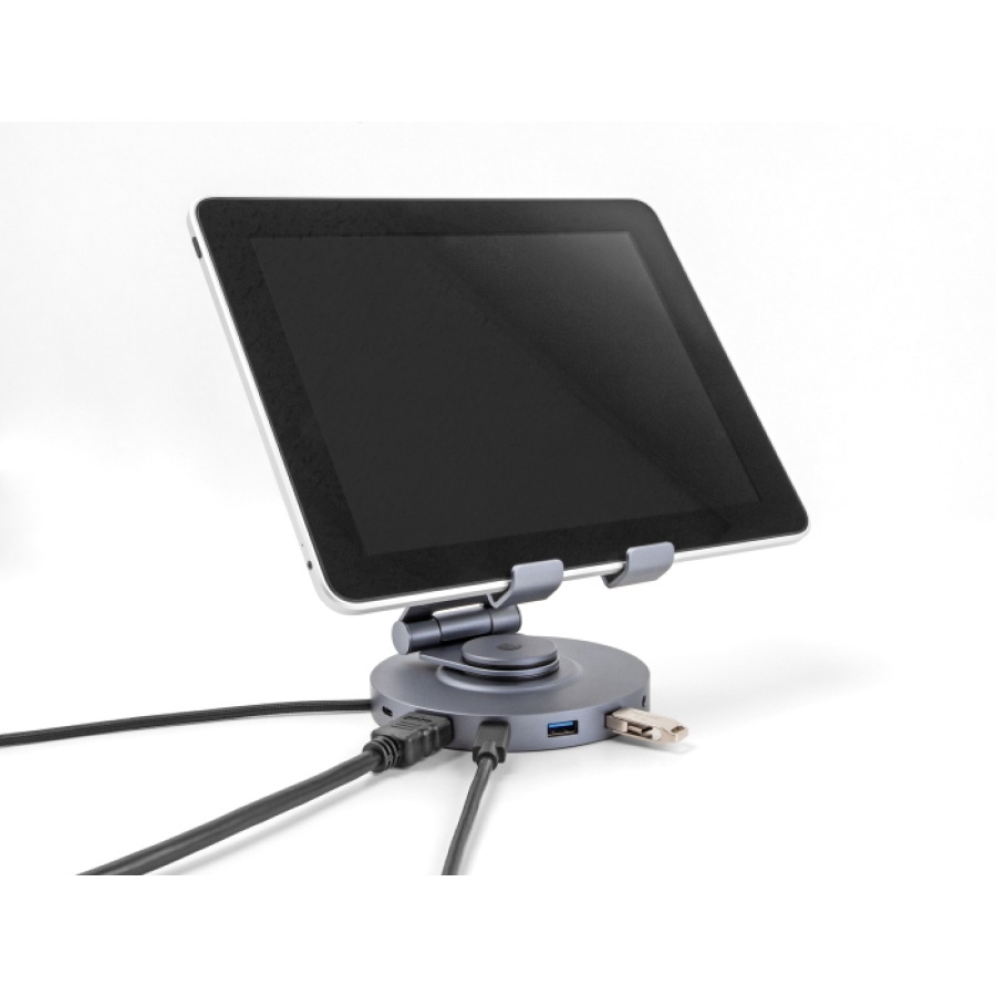 DELOCK docking station 88017 με βάση tablet, 8 θυρών, 60W PD, 4K, γκρι - Image 2