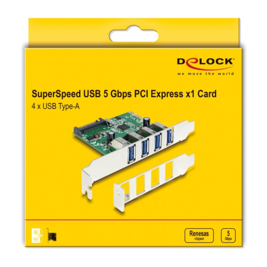 DELOCK κάρτα επέκτασης PCI Express x1 σε 4x USB 89360, 5 Gbps - Image 4