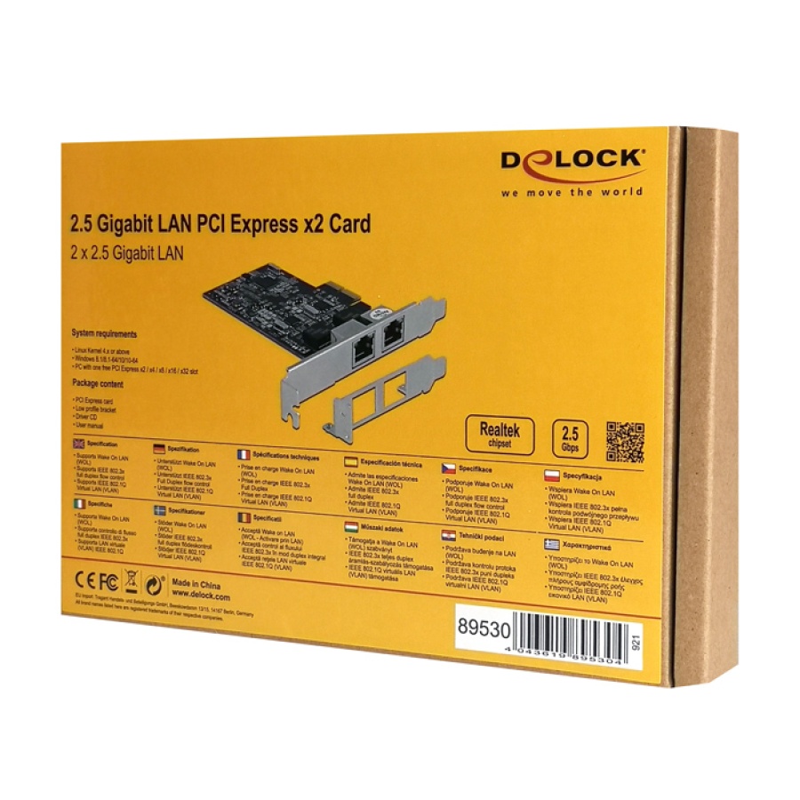 DELOCK κάρτα επέκτασης PCIe x2 σε 2x RJ45 89530, 2.5 Gbps, low profile - Image 3