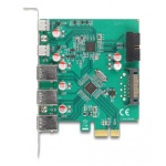 DELOCK κάρτα επέκτασης PCIe x1 σε 3x USB/2x USB-C/19-pin 90109, 5Gbps - Image 3