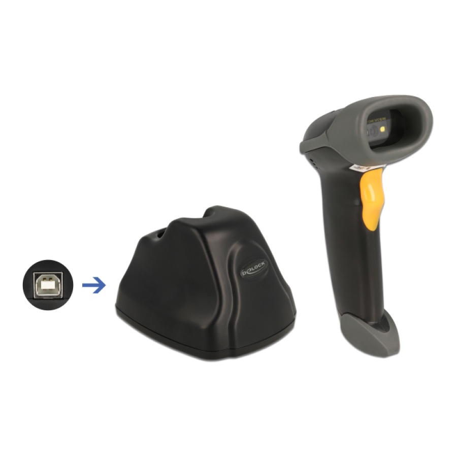 DELOCK barcode scanner 90550, 1D & 2D, ασύρματο, με βάση φόρτισης, μαύρο - Image 2