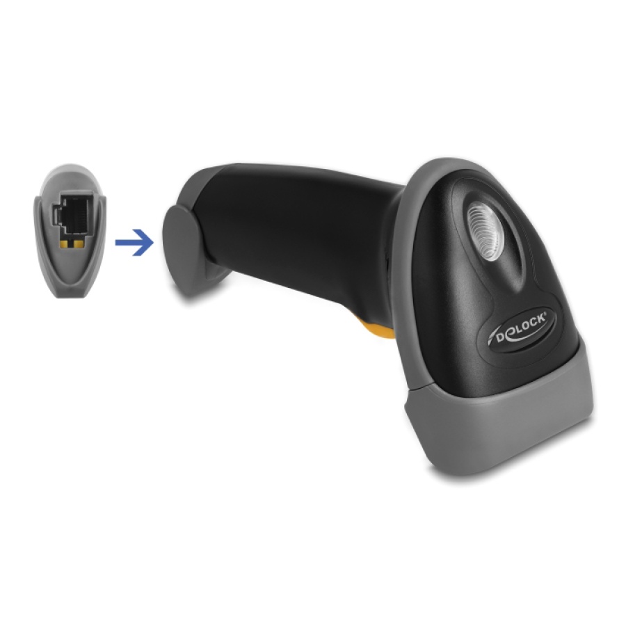 DELOCK USB barcode scanner 1D 90584, με καλώδιο σύνδεσης & βάση, μαύρο - Image 3