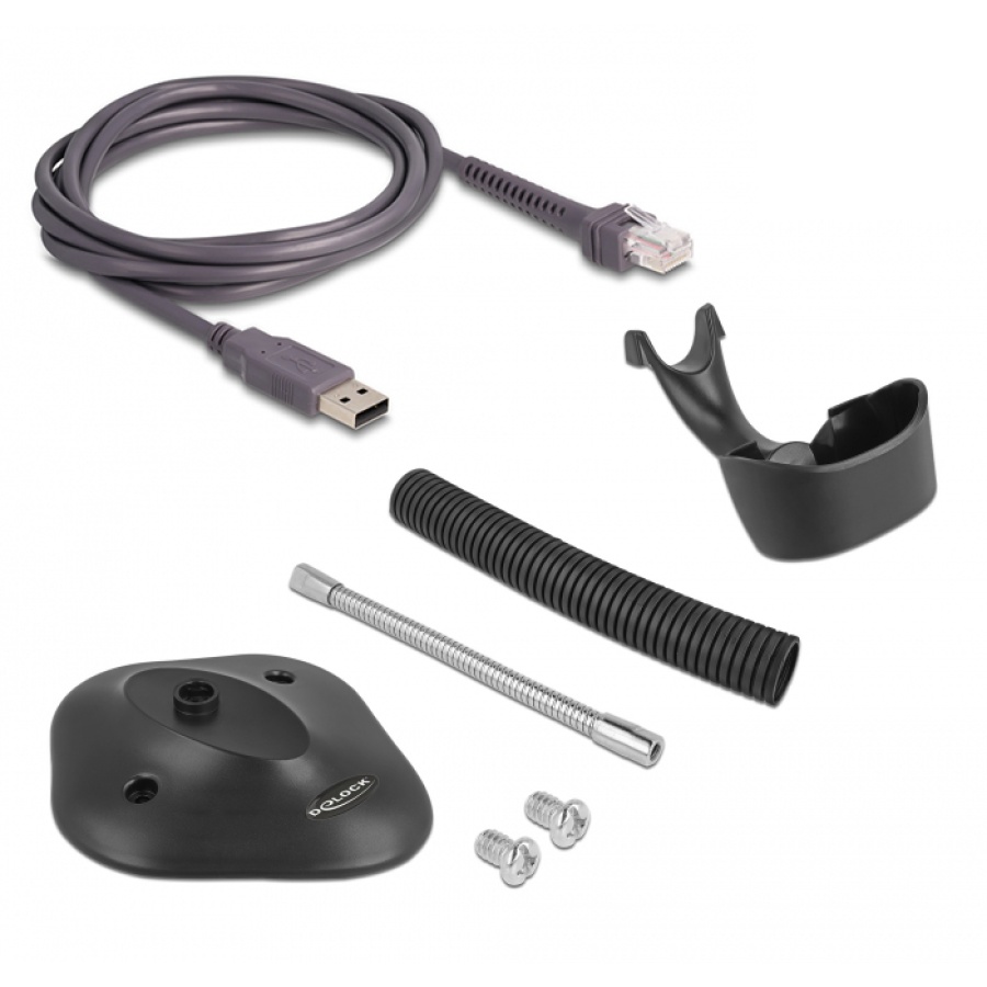 DELOCK USB barcode scanner 1D 90584, με καλώδιο σύνδεσης & βάση, μαύρο - Image 4