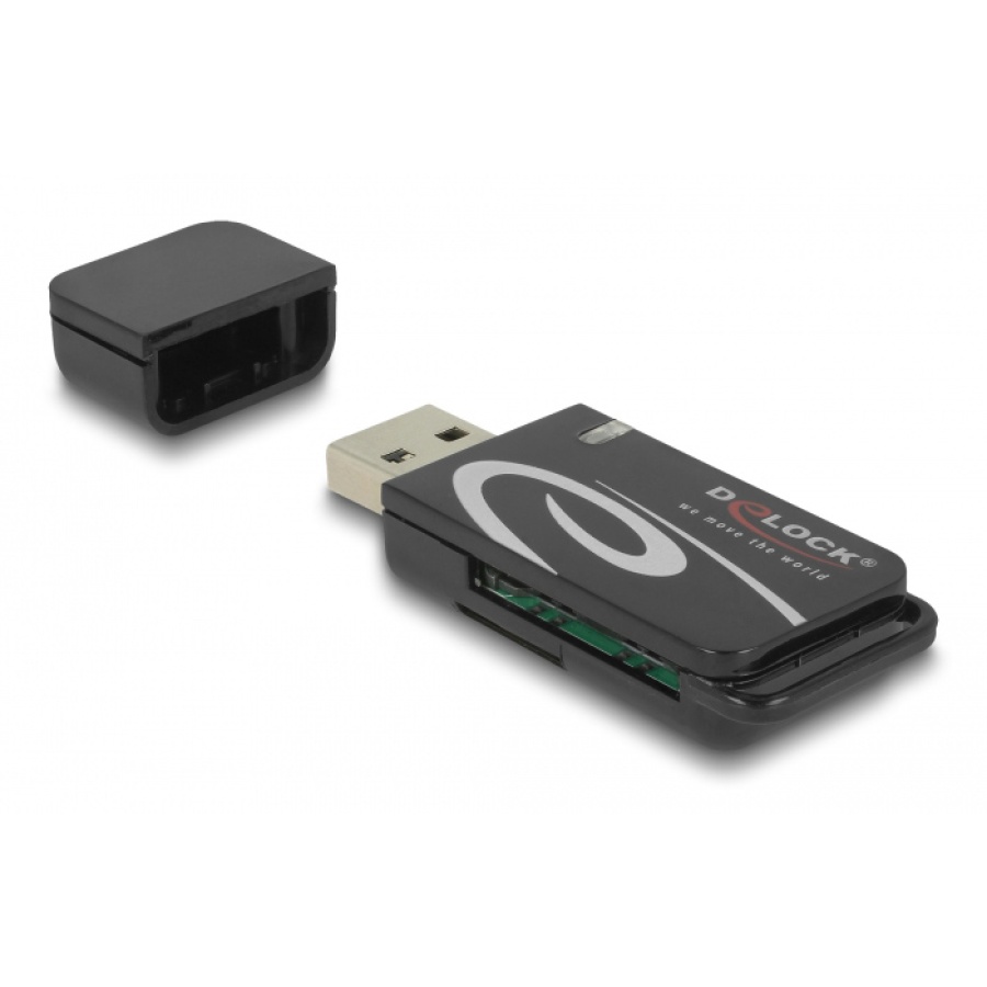 DELOCK card reader 91602 για SD & micro SD, USB, 480Mbps, μαύρο - Image 2