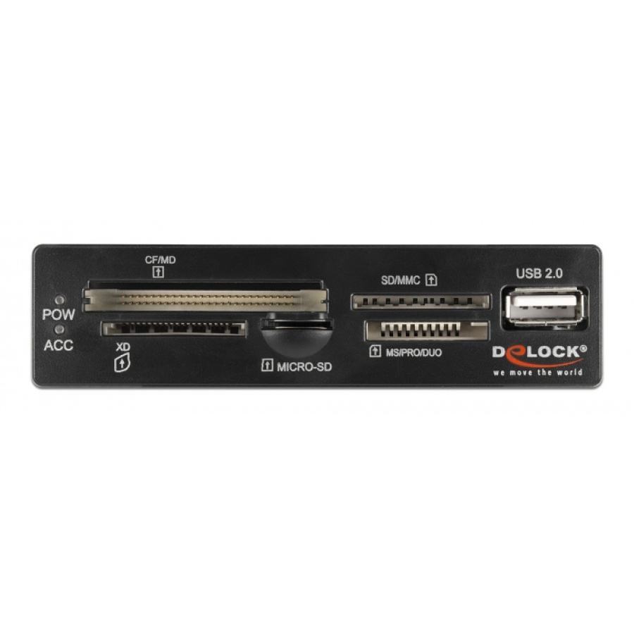 DELOCK USB 9-pin card reader 91708, CF/SD/XD/MS/Micro SD/USB, 3.5" bay - Image 2