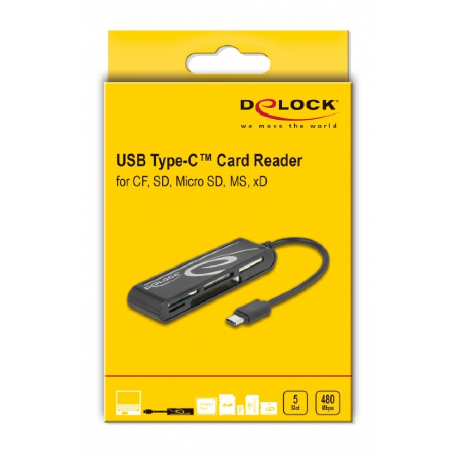 DELOCK card reader 91739 για micro SD/SD/CF/MS/xD, USB-C, μαύρο - Image 2