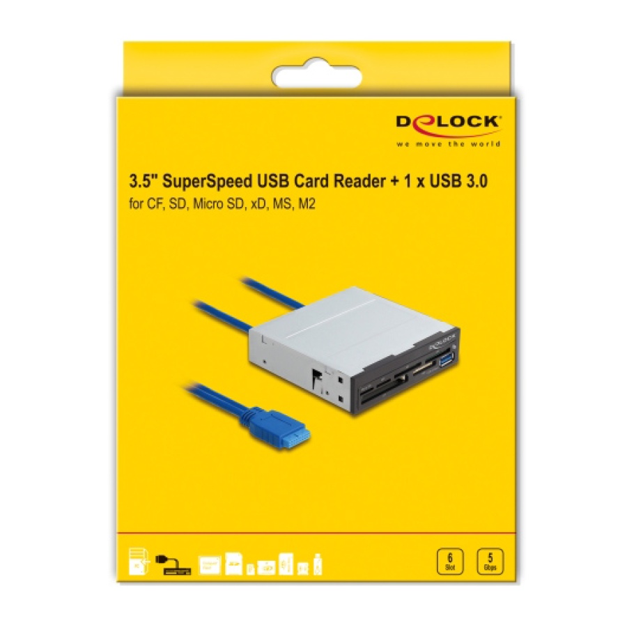 DELOCK USB 19-pin card reader 91759, CF/SD/micro SD/xD/MS/M2/USB, 5Gbps - Image 3